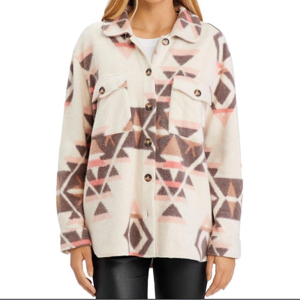 Sanctuary Womens Lightweight Aztec Shirt Jacket White Xs Cotton H